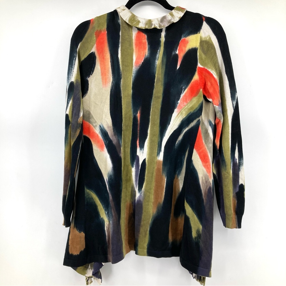 Adore Abstract Watercolor Open Ruffle Front Cardigan - Picture 8 of 8